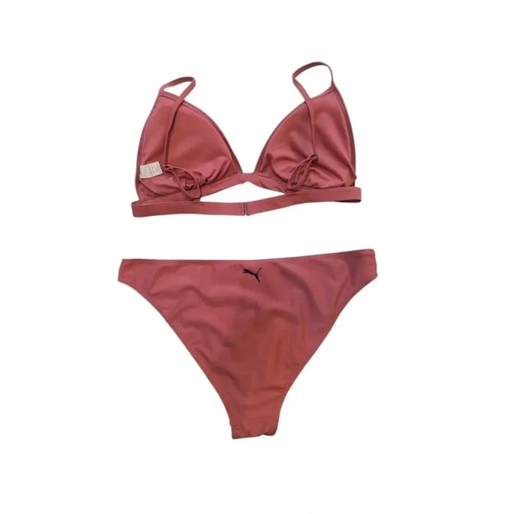 Puma Triangle Top Hi Cut Bikini in Terracotta Size M